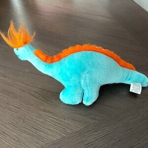 Vintage Baby Saurus Plush Dinosaur Tara Toy 1986 Teal Blue Orange Stuffed Toy